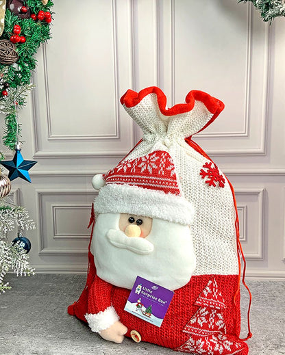 Santa Felt Knitted Christmas Sack And Gift Bag  | 13 x 21 inches