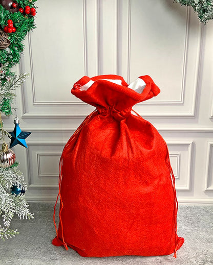 Santa Felt Knitted Christmas Sack And Gift Bag  | 13 x 21 inches