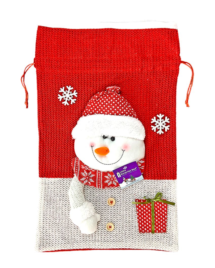 Snowman Felt Knitted Christmas Sack And Gift Bag | 13 x 21 inches