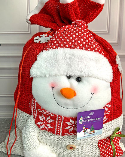 Snowman Felt Knitted Christmas Sack And Gift Bag | 13 x 21 inches