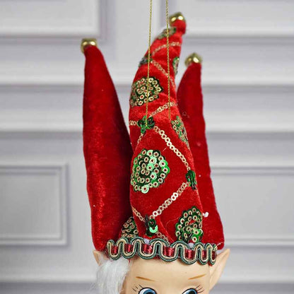 Red Naughty Ball Elf Christmas Accent Decoration | 5 x 4 x 11 inches