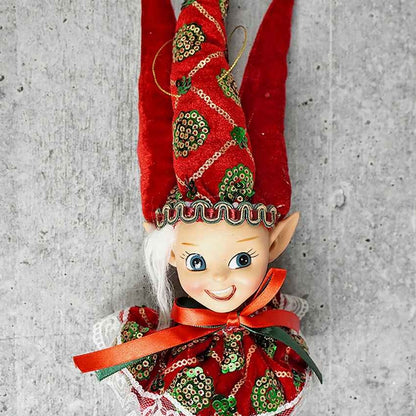 Red Naughty Ball Elf Christmas Accent Decoration | 5 x 4 x 11 inches