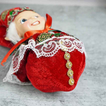 Red Naughty Ball Elf Christmas Accent Decoration | 5 x 4 x 11 inches