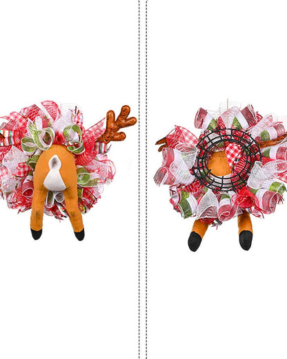 Quirky Stuck Reindeer Artificial Christmas Wreath | 18 x 15 x 7 inches