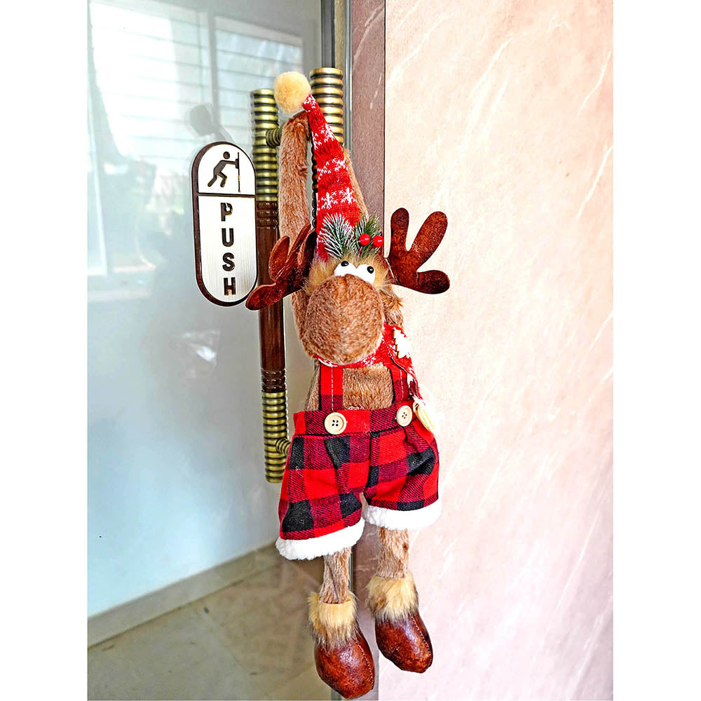 Striped Shorts Reindeer Table Christmas Decoration | 10 x 25 inches