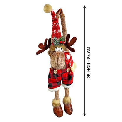 Striped Shorts Reindeer Table Christmas Decoration | 10 x 25 inches