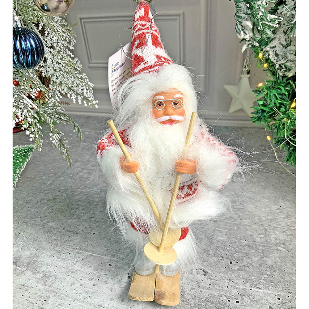 Snowflakes Skiing Santa Claus Self Standing Tree Ornaments Christmas Decoration | 5 x 7 inches