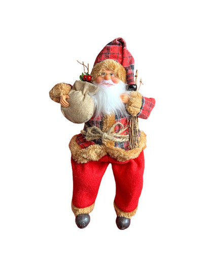 Premium Plaid Sitting Santa Christmas Decor | 5 x 13 inches