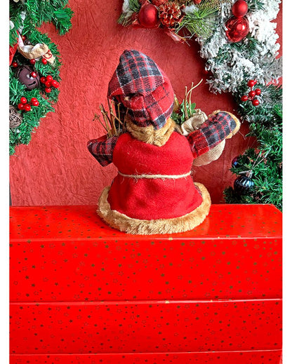 Premium Plaid Sitting Santa Christmas Decor | 5 x 13 inches