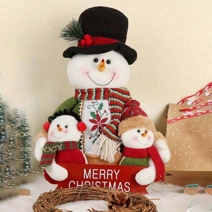 Joyful Big Belly Snowman Trio Table Decorative | 6 x 13 inches