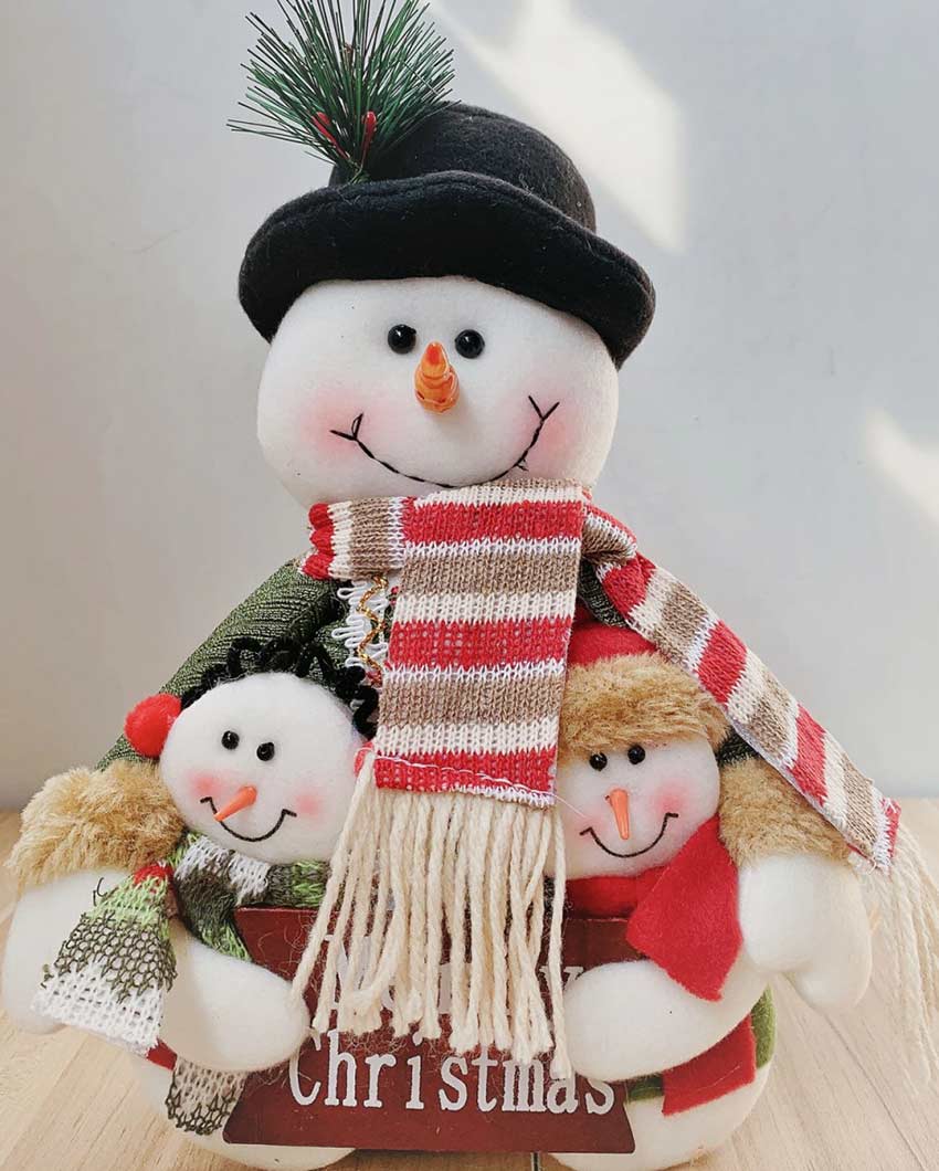 Joyful Big Belly Snowman Trio Table Decorative | 6 x 13 inches