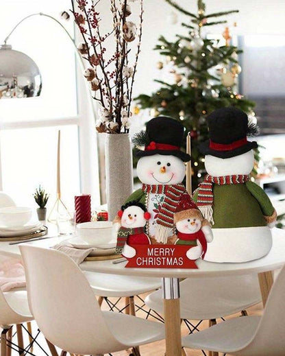 Joyful Big Belly Snowman Trio Table Decorative | 6 x 13 inches