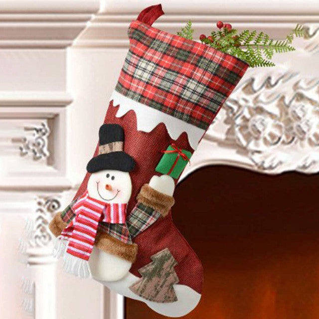 Joyful Red Snowfall Jute & Checks Snowman Table Decorative | 22 x 10 x 5 inches