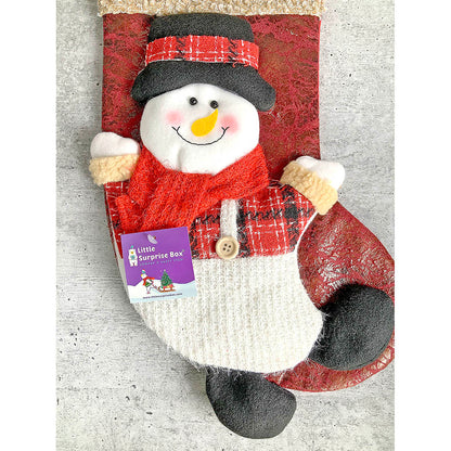 Snow Lettering Snowman Stockings Christmas Decoration | 10 x 17 inches