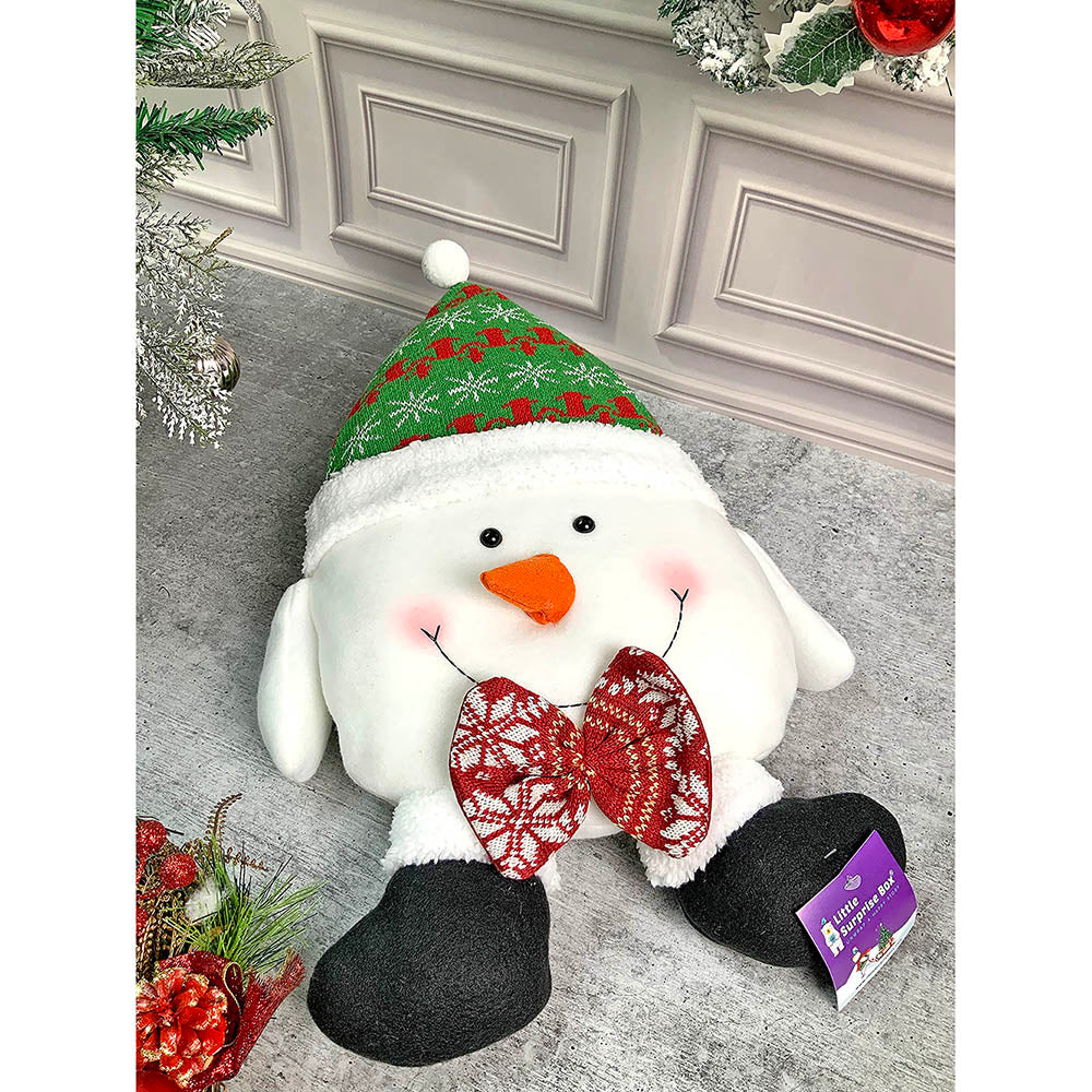 Fluffy Snowman Pillow Christmas Decoration | 13 x 20 inches