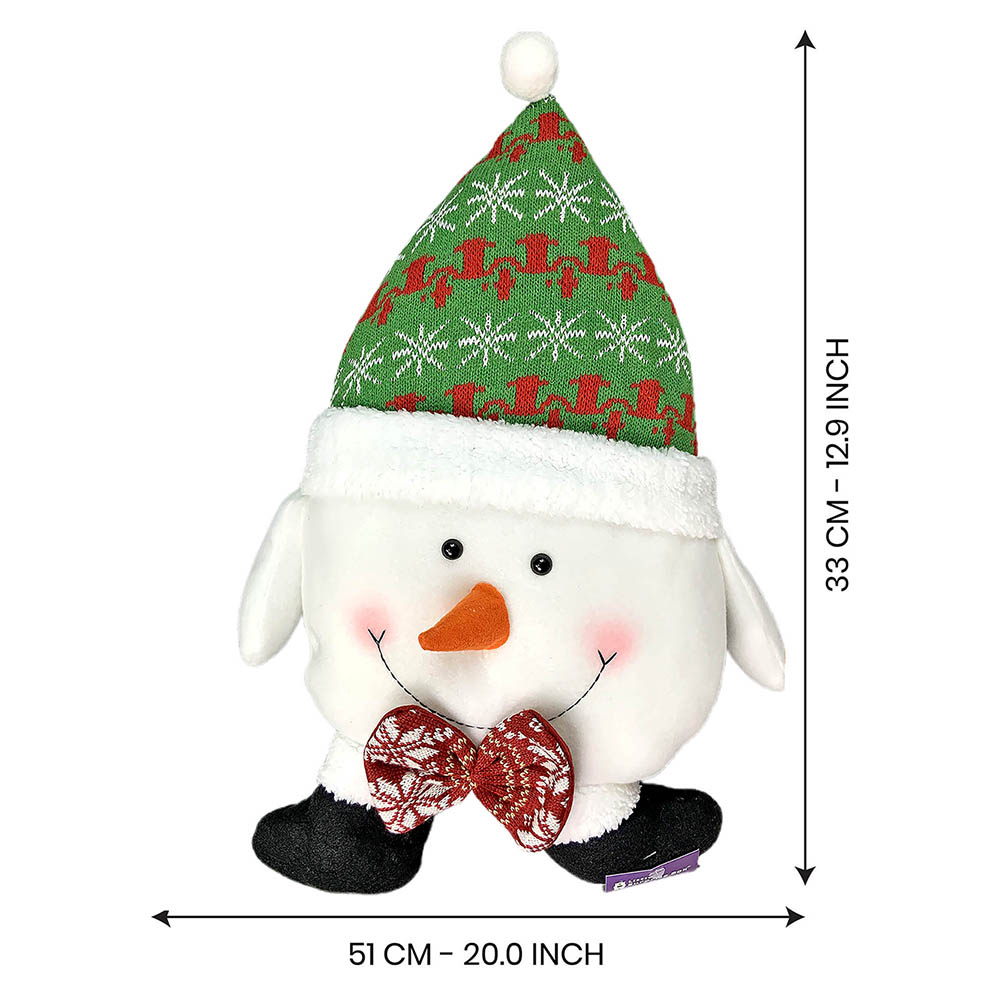 Fluffy Snowman Pillow Christmas Decoration | 13 x 20 inches