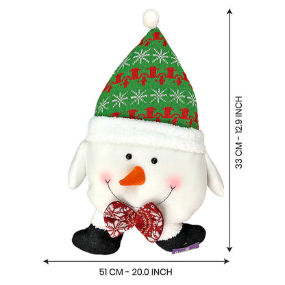 Fluffy Snowman Pillow Christmas Decoration | 13 x 20 inches