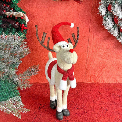 Standing Rudolf With LED Light Horns Plush Showpiece | 12 x 12 x 26 inches