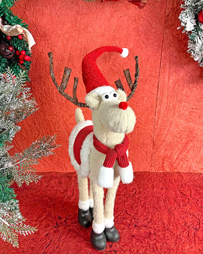 Standing Rudolf With Led Light Horns Plush Christmas Décor | 12 x 12 x 26 inches