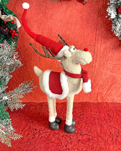 Standing Rudolf With Led Light Horns Plush Christmas Décor | 12 x 12 x 26 inches