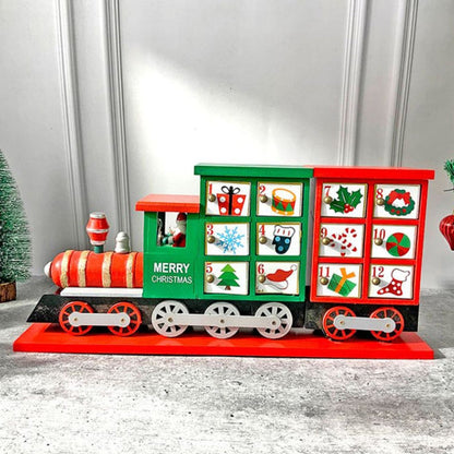 Wooden Train Shape Advent Calendar For Christmas | 17 x 9 x 5 inches