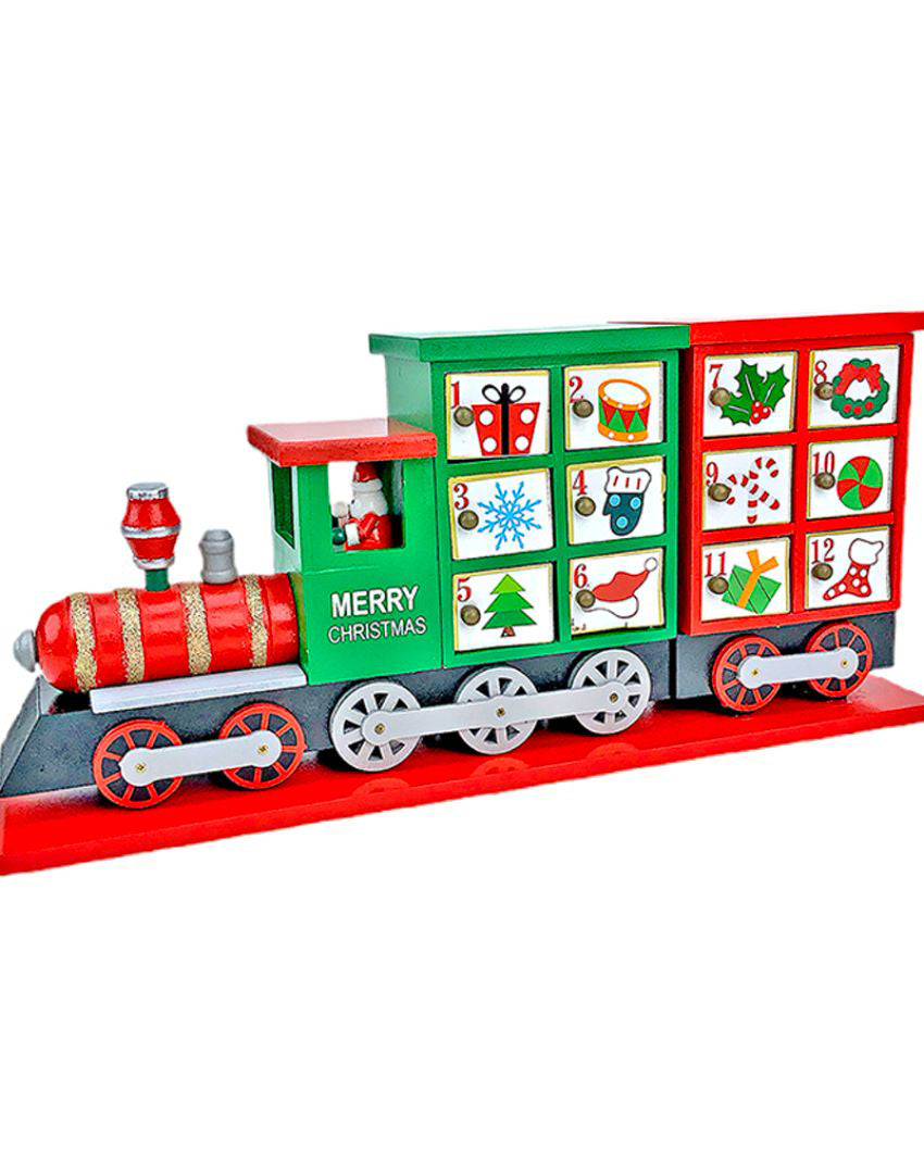 Wooden Train Shape Advent Calendar For Christmas | 17 x 9 x 5 inches