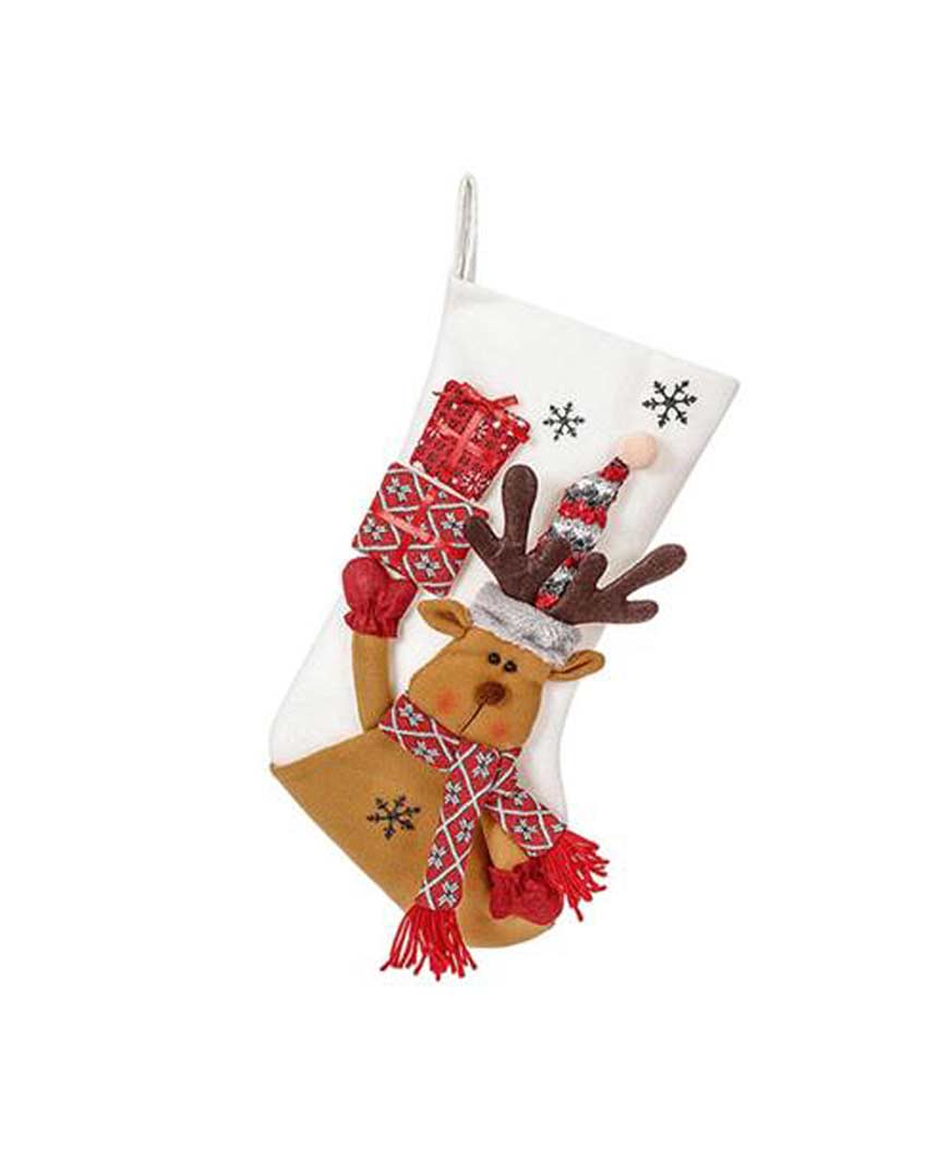 Cozy Reindeer Christmas Stocking | 22 x 10 x 5 inches