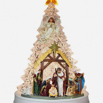 Musical Lit Xmas Tree Nativity Set Table Feature Display | 9 x 13 inches