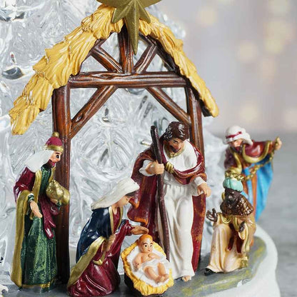 Musical Lit Xmas Tree Nativity Set Table Feature Display | 9 x 13 inches