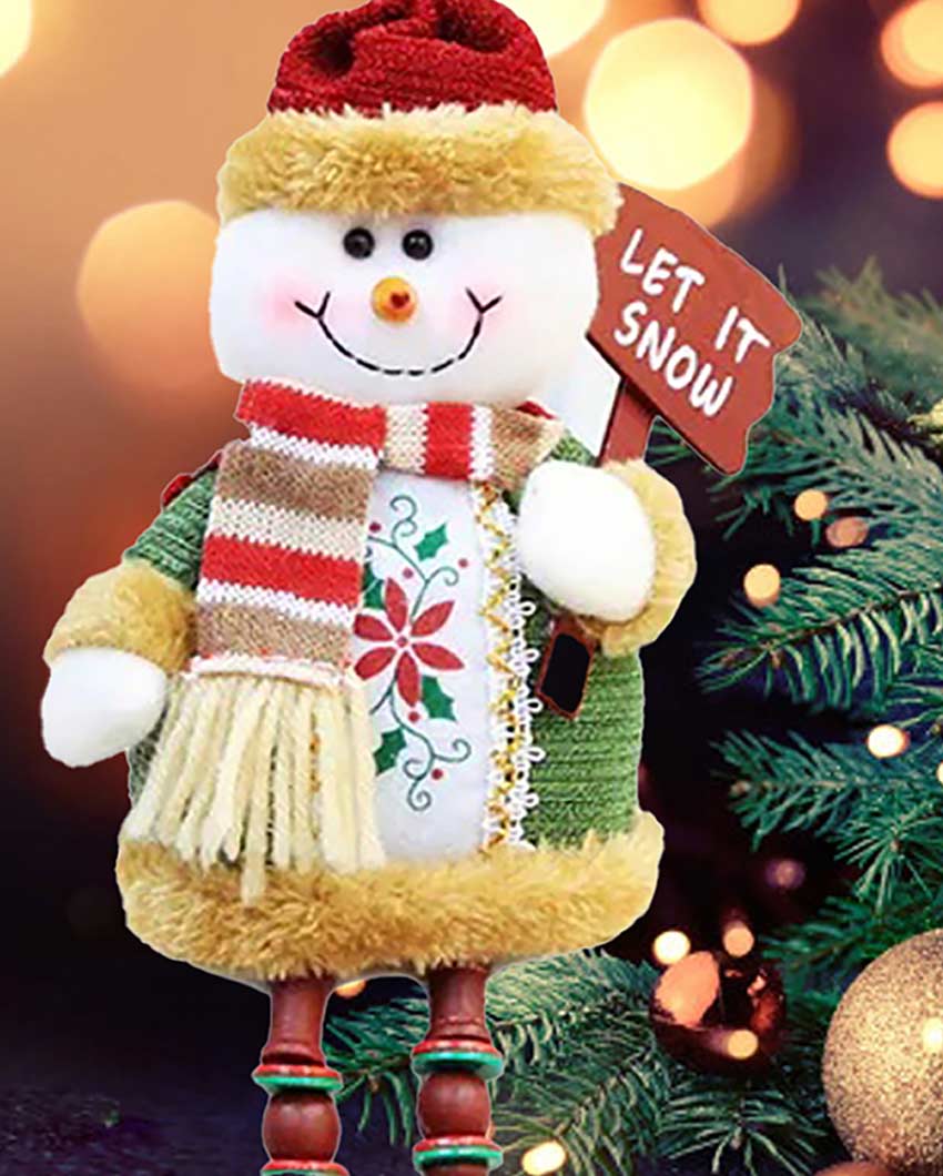 Cheerful Snowman Hanging Legs Table Decorative | 6 x 13 inches