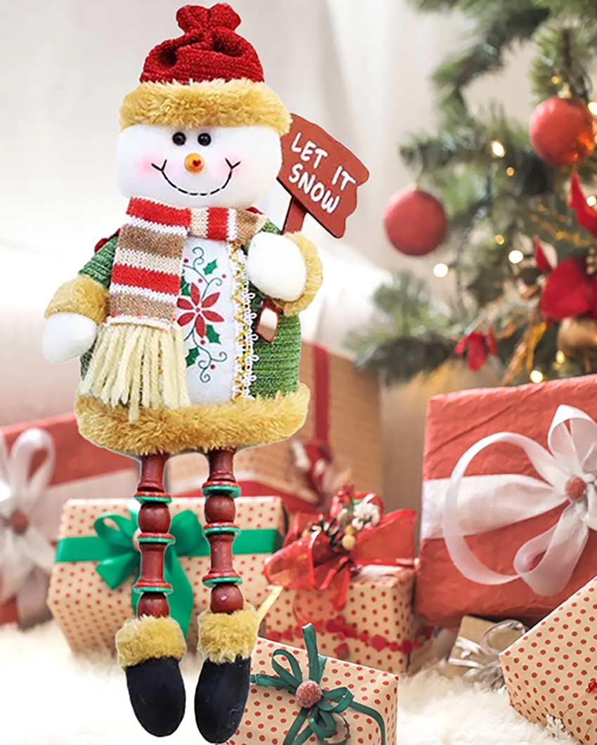 Cheerful Snowman Hanging Legs Table Decorative | 6 x 13 inches