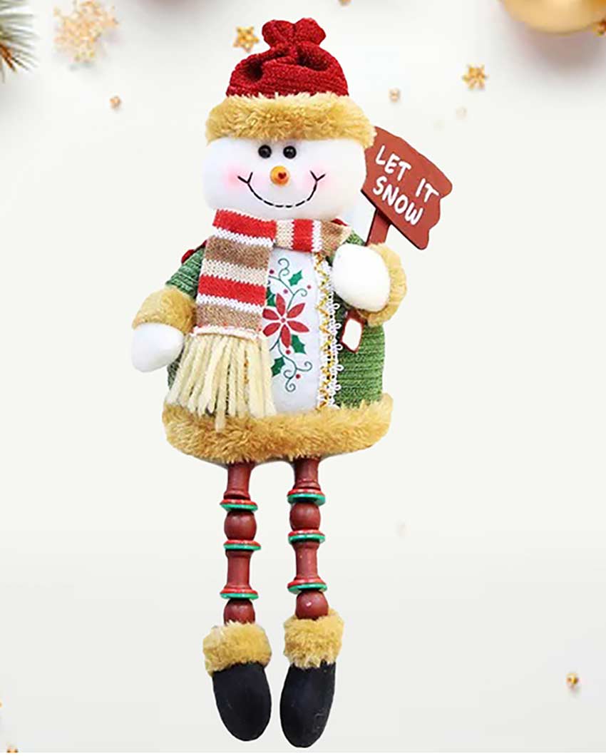 Cheerful Snowman Hanging Legs Table Decorative | 6 x 13 inches