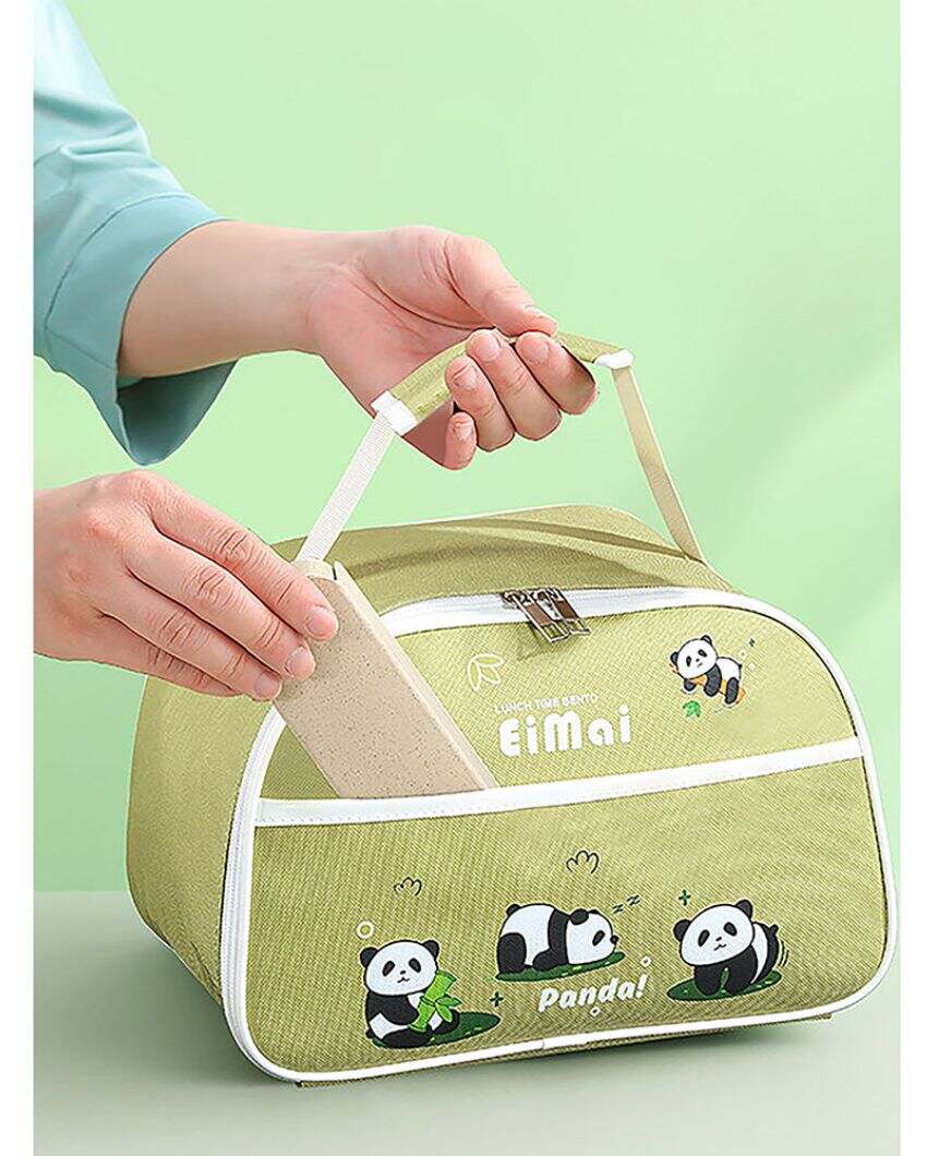 2D Panda Stainless Steel Lunch Box Set With Insulated Matching Lunch Bag For Kids & Adults | 1500 ml