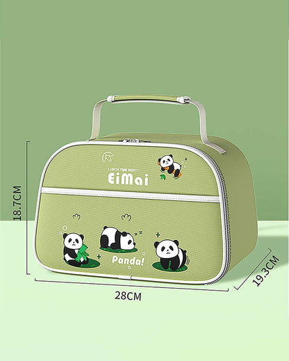 2D Panda Stainless Steel Lunch Box Set With Insulated Matching Lunch Bag For Kids & Adults | 1500 ml