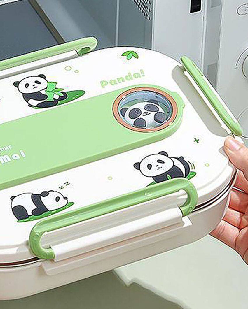 2D Panda Stainless Steel Lunch Box Set With Insulated Matching Lunch Bag For Kids & Adults | 1500 ml