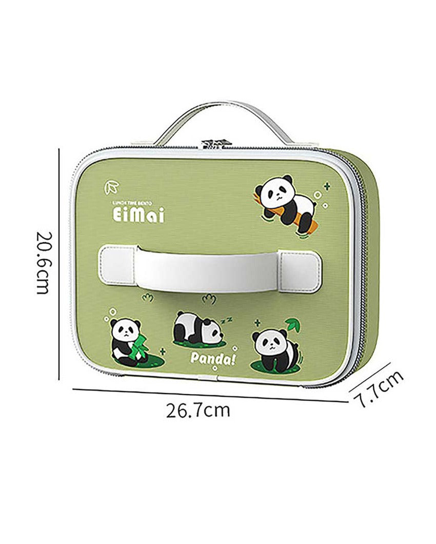 2D Panda Stainless Steel Lunch Box Set With Insulated Matching Lunch Bag For Kids & Adults | 1000 ml