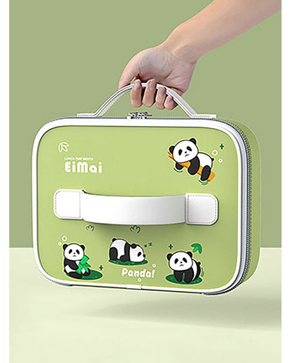 2D Panda Stainless Steel Lunch Box Set With Insulated Matching Lunch Bag For Kids & Adults | 1000 ml