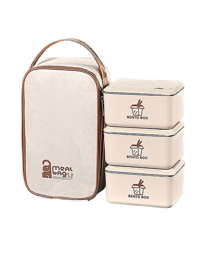 Sophisticated Stainless Steel Lunch Box Container Set With Insulated Matching Lunch Bag | 3 Pieces