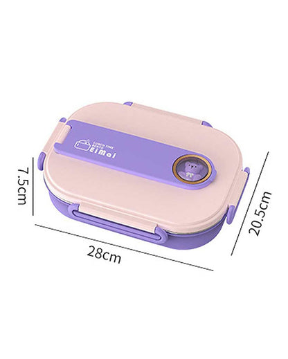 Purple Teddy Stainless Steel Lunch Box With Insulated Matching Lunch Bag For Kids & Adults | 1500 ml