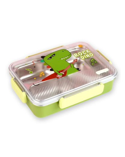 Rock Dino Stainless Steel Lunch Box with Matching Bag | 8 x 10 x 2 inches