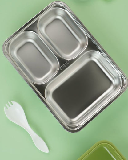 Rock Dino Stainless Steel Lunch Box with Matching Bag | 8 x 10 x 2 inches