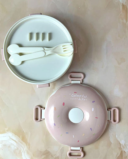 Donut Stainless Steel Lunch Box With Spoon & Fork  | 7 x 4 inches