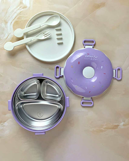 Donut Stainless Steel Lunch Box With Spoon & Fork  | 7 x 4 inches