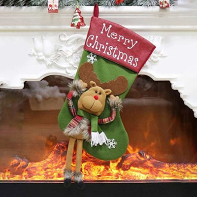 Charming Merry Christmas Reindeer Stocking | 22 x 10 x 5 inches