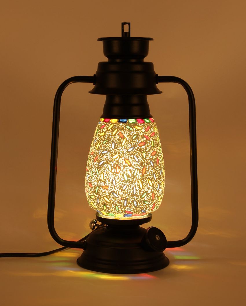 Eye-catchy Design Glass Lantern Table Lamp For Living Room and Bedroom | 8 x 7 x 12.5 inches