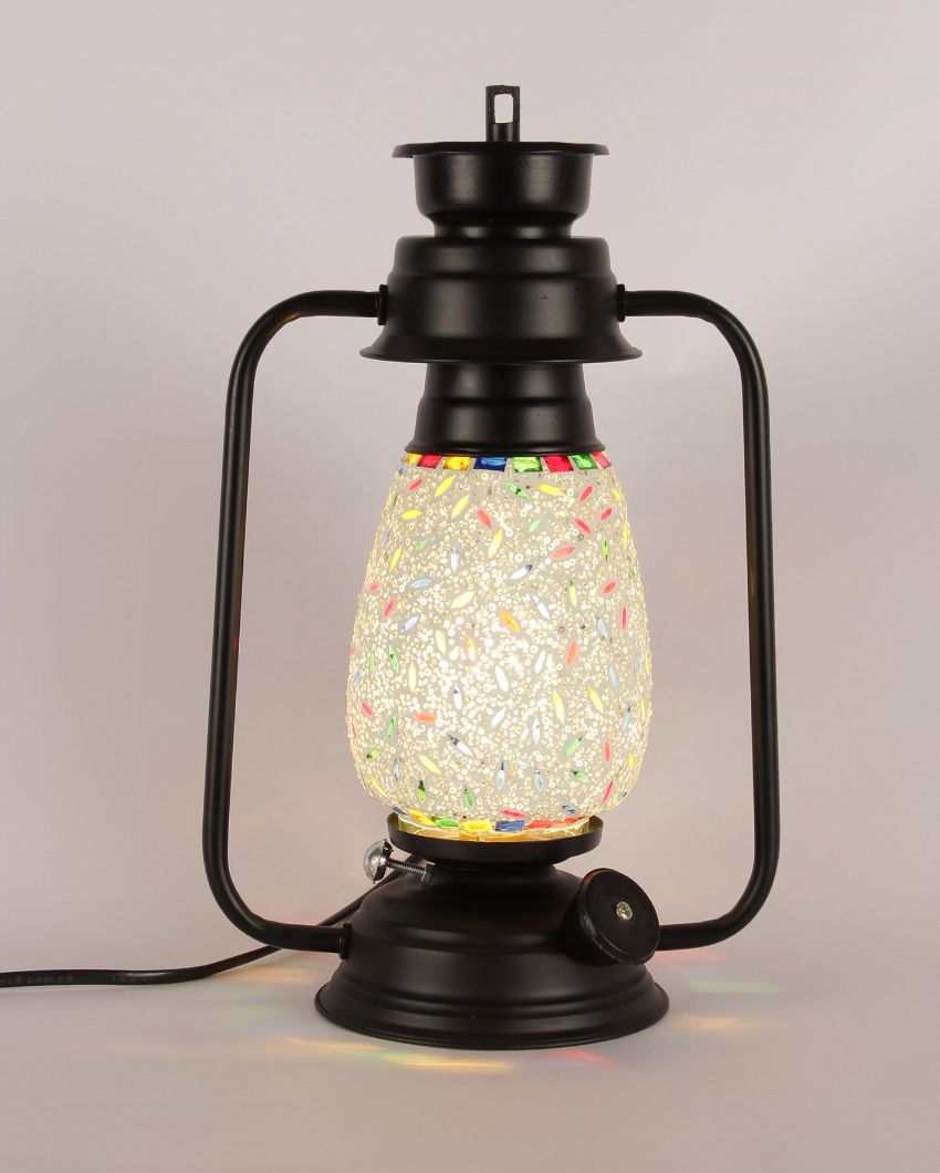 Eye-catchy Design Glass Lantern Table Lamp For Living Room and Bedroom | 8 x 7 x 12.5 inches