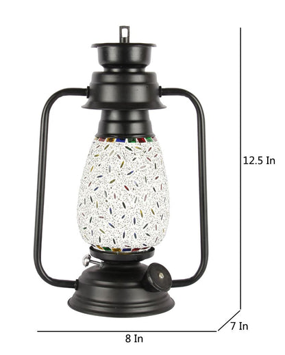 Eye-catchy Design Glass Lantern Table Lamp For Living Room and Bedroom | 8 x 7 x 12.5 inches