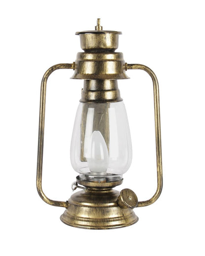 Clear Glass Lantern Table Lamp For Living Room and Bedroom | 8 x 7 x 12.5 inches