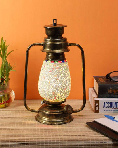 Eye-catchy Design Glass Lantern Table Lamp For Living Room and Bedroom | 8 x 7 x 12.5 inches