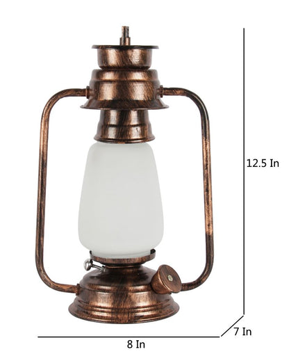 Milky Glass Lantern Table Lamp For Living Room and Bedroom | 8 x 7 x 12.5 inches